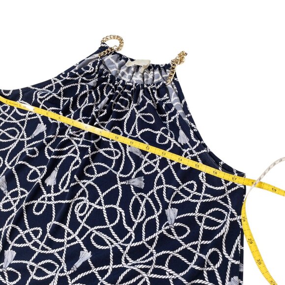 Michael Kors Nautical Gold Chain Strap Navy SZ XS Bandana Top Rope Print - Picture 9 of 9